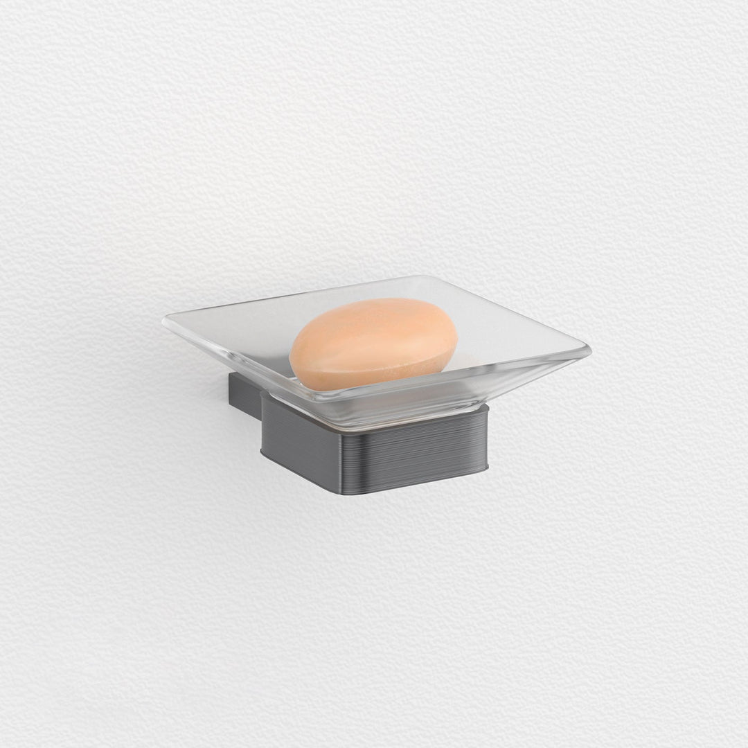 Lisslune | Gray contemporary bathroom accessory set Brushed gray bathroom shelf/paper holder/towel bar