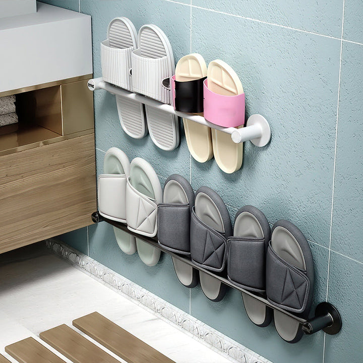Lisslune | 2-piece modern bathroom accessory set metal slipper rack/towel bar