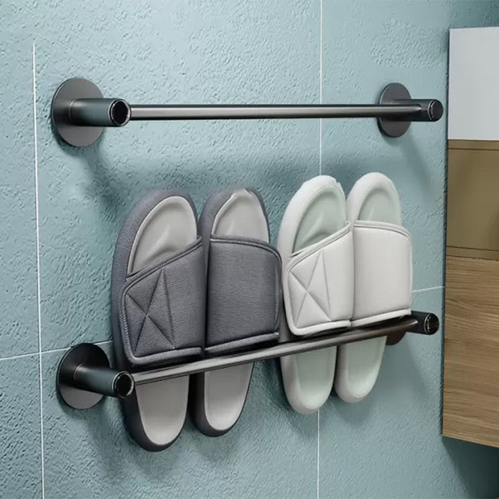 Lisslune | 2-piece modern bathroom accessory set metal slipper rack/towel bar