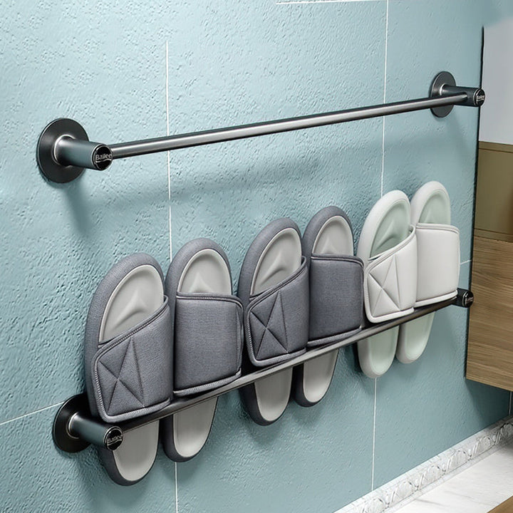 Lisslune | 2-piece modern bathroom accessory set metal slipper rack/towel bar