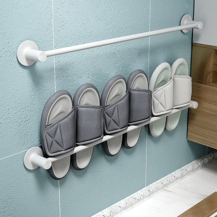 Lisslune | 2-piece modern bathroom accessories set metal slipper rack/towel bar