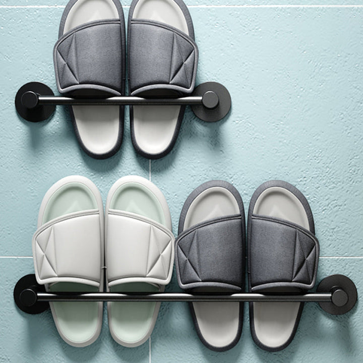 Lisslune | 2-piece modern bathroom accessory set metal slipper rack/towel bar
