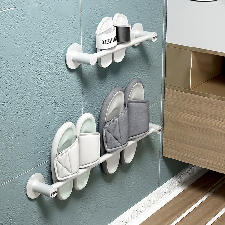 Lisslune | 2-piece modern bathroom accessory set metal slipper rack/towel bar