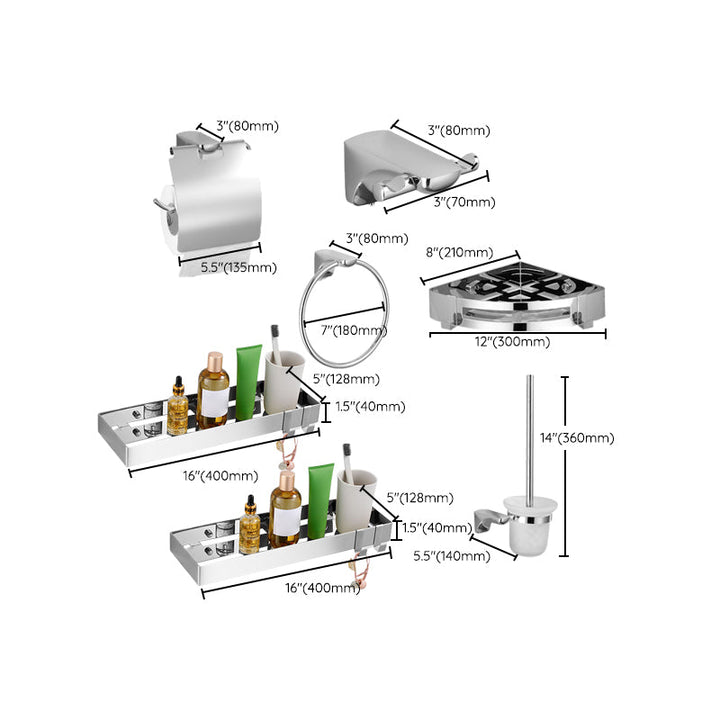 Lisslune | Silver Bathroom Accessories Hardware Set Modern Bathroom Accessories Kit
