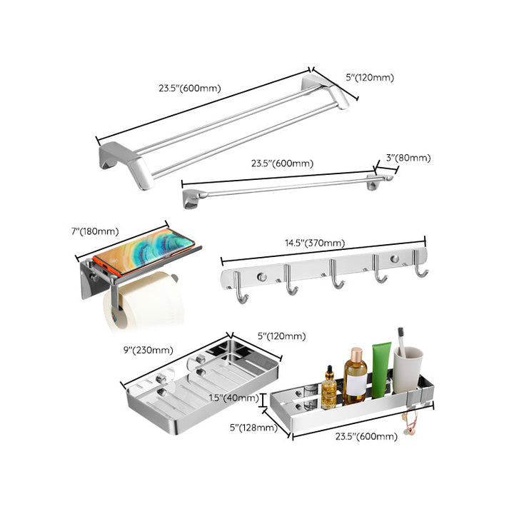 Lisslune | Silver Bathroom Accessories Hardware Set Modern Bathroom Accessories Kit