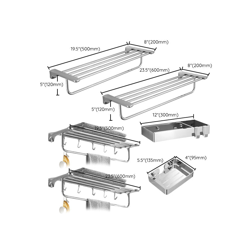 Lisslune | Silver Bathroom Accessories Hardware Set Modern Bathroom Accessories Kit