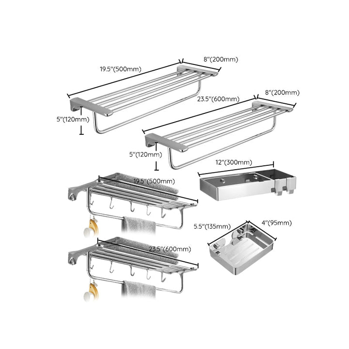Lisslune | Silver Bathroom Accessories Hardware Set Modern Bathroom Accessories Kit