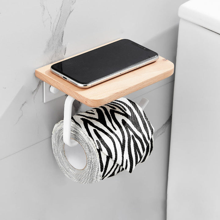 Lisslune | White 7-piece bathroom accessory set wood and metal bath set