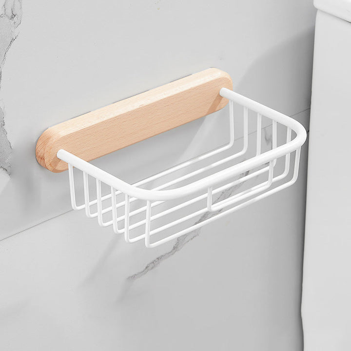 Lisslune | White 7-piece bathroom accessory set wood and metal bath set