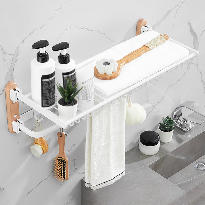 Lisslune | White 7-piece bathroom accessory set wood and metal bath set