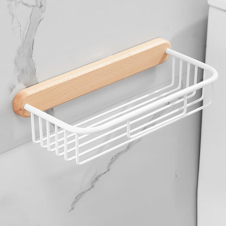 Lisslune | White 7-piece bathroom accessory set wood and metal bath set