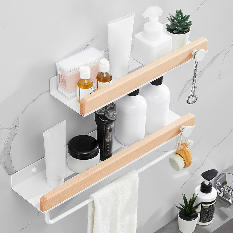 Lisslune | White 7-piece bathroom accessory set wood and metal bath set