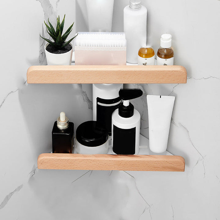 Lisslune | White 7-piece bathroom accessory set wood and metal bath set