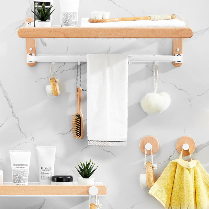 Lisslune | White 7-piece bathroom accessory set wood and metal bath set