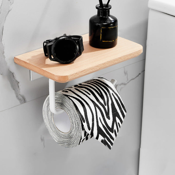 Lisslune | White 7-piece bathroom accessory set wood and metal bath set