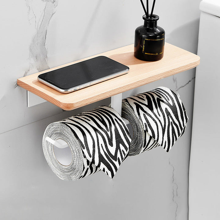 Lisslune | White 7-piece bathroom accessory set wood and metal bath set