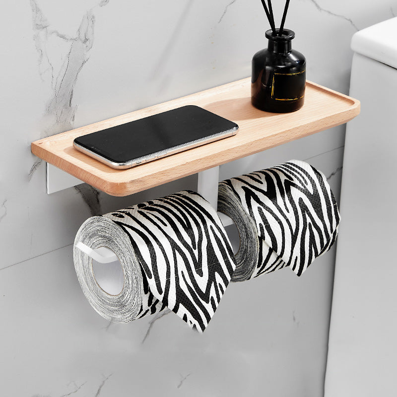 Lisslune | White 7-piece bathroom accessory set wood and metal bath set