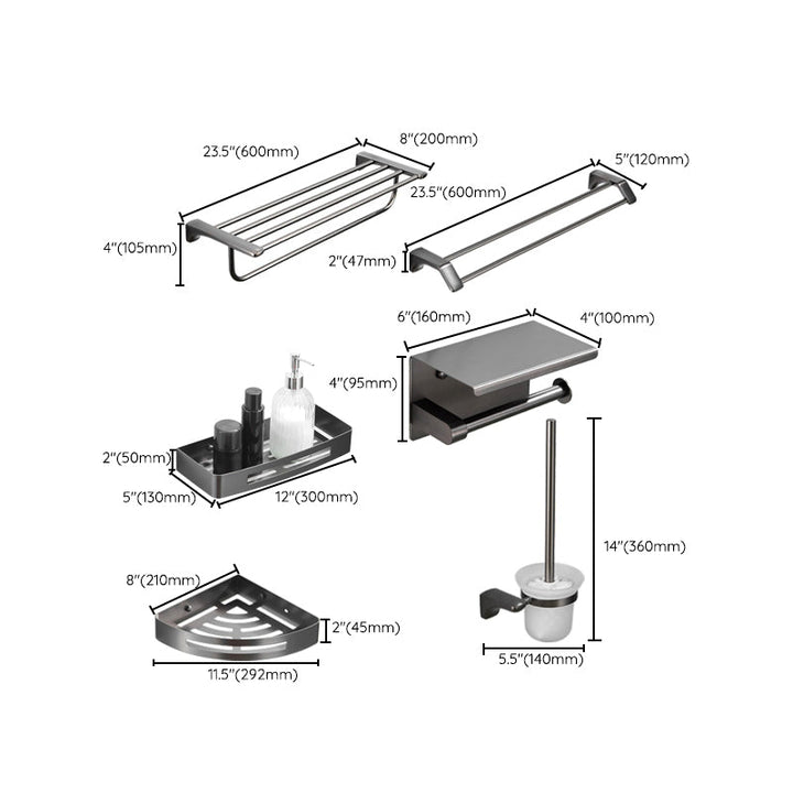 Lisslune | Modern Bathroom Accessories Hardware Set Gray Bathroom Accessories Set