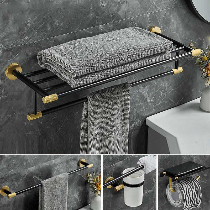 Lisslune | 5-piece modern bathroom accessory set made of black brass bathroom hardware