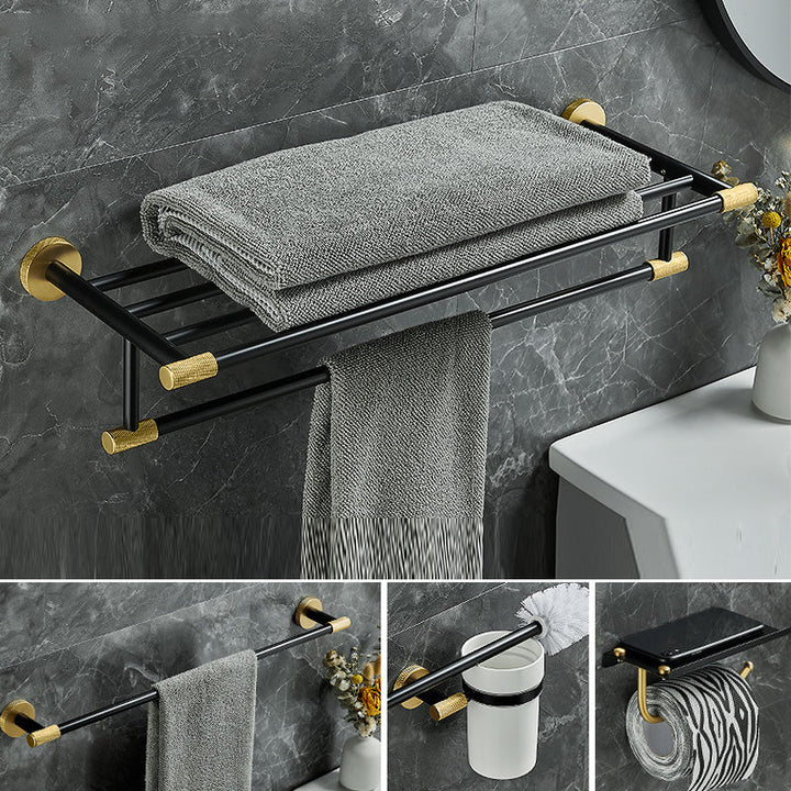 Lisslune | 5-piece modern bathroom accessory set made of black brass bathroom hardware