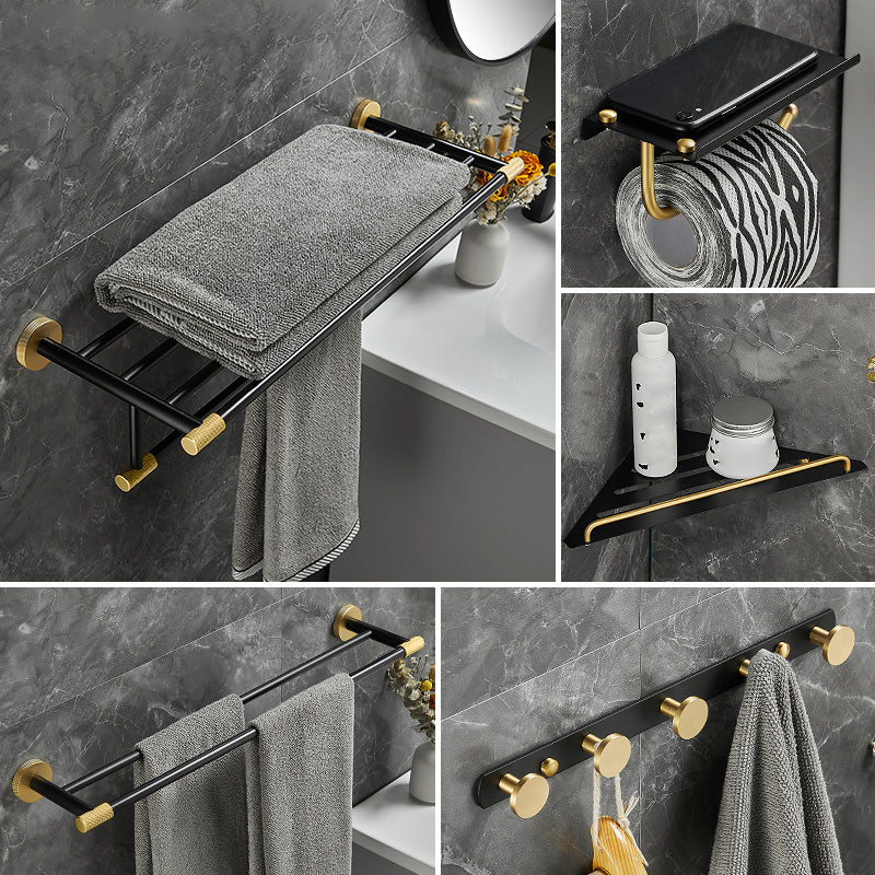 Lisslune | 5-piece modern bathroom accessory set made of black brass bathroom hardware