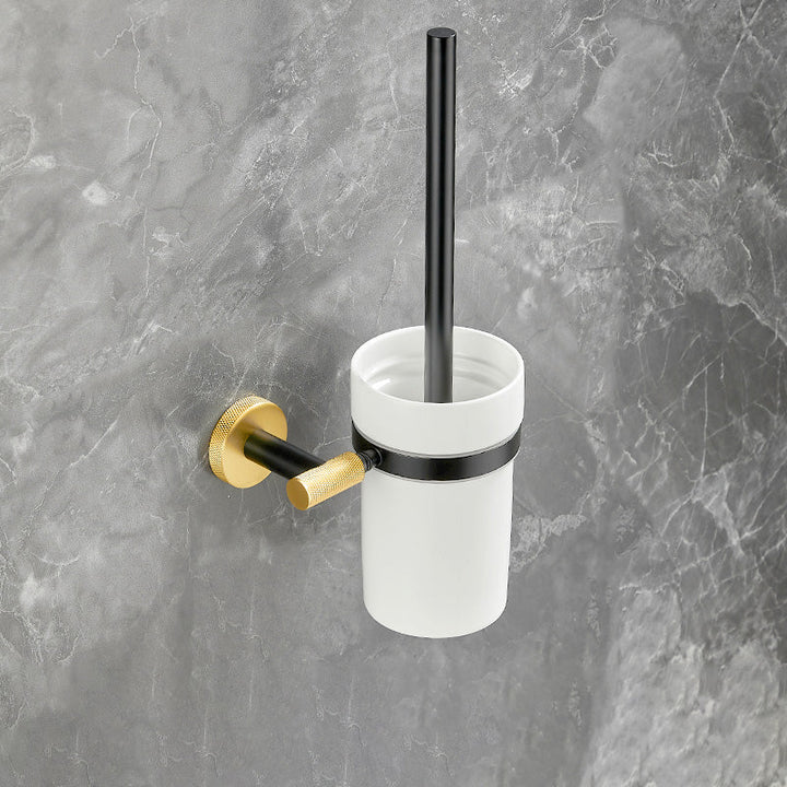 Lisslune | 5-piece modern bathroom accessory set made of black brass bathroom hardware