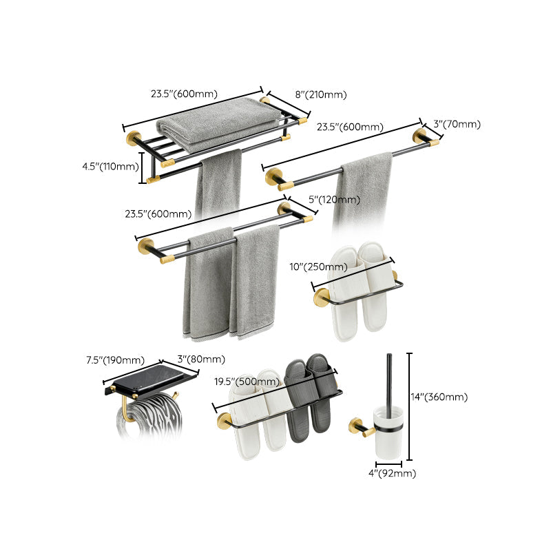 Lisslune | 5-piece modern bathroom accessory set made of black brass bathroom hardware