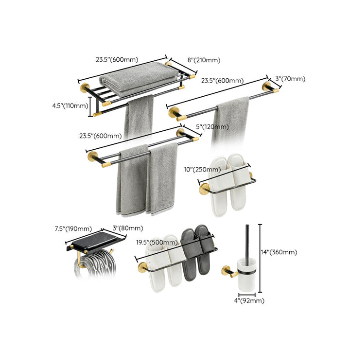 Lisslune | 5-piece modern bathroom accessory set made of black brass bathroom hardware