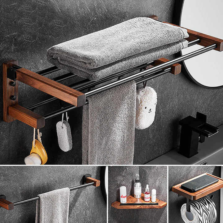 Lisslune | 7-piece bathroom accessory set wood and metal bathroom accessory hardware set