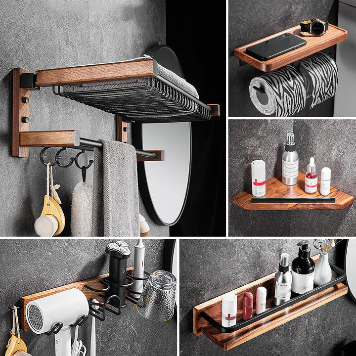 Lisslune | 7-piece bathroom accessory set wood and metal bathroom accessory hardware set