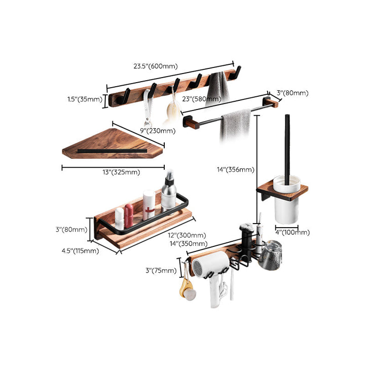 Lisslune | 7-piece bathroom accessory set wood and metal bathroom accessory hardware set