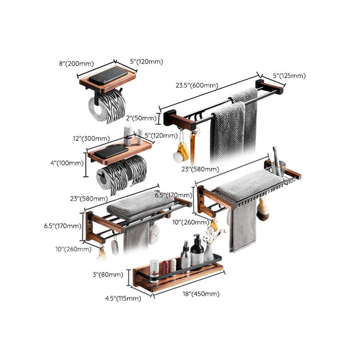 Lisslune | 7-piece bathroom accessory set wood and metal bathroom accessory hardware set