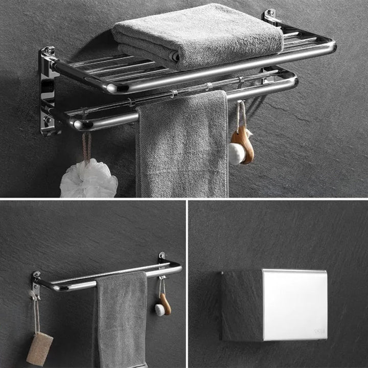 Lisslune | Modern Bathroom Accessory Set Silver Bathroom Accessories Hardware Set