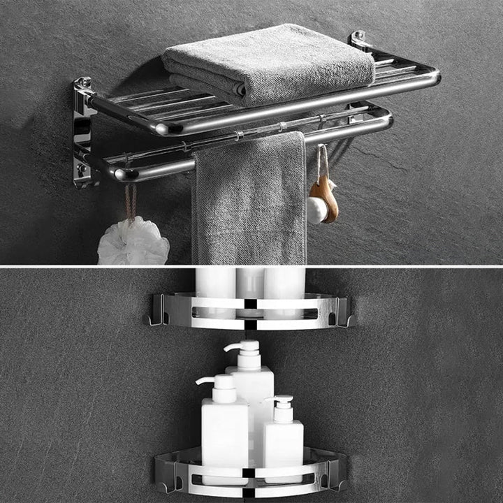 Lisslune | Modern Bathroom Accessory Set Silver Bathroom Accessories Hardware Set