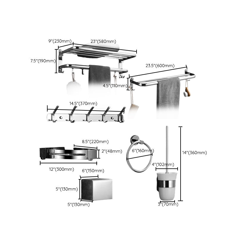 Lisslune | Modern Bathroom Accessory Set Silver Bathroom Accessories Hardware Set