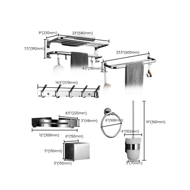 Lisslune | Modern Bathroom Accessory Set Silver Bathroom Accessories Hardware Set