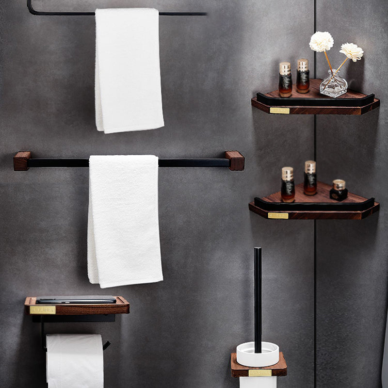 Lisslune | Metal Bathroom Accessories Set Walnut Brown Bathroom Accessories Set