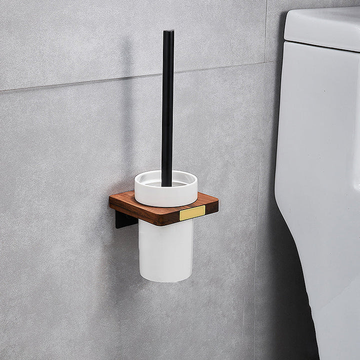 Lisslune | Metal Bathroom Accessories Set Walnut Brown Bathroom Accessories Set