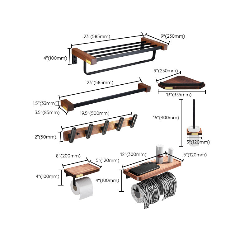 Lisslune | Metal Bathroom Accessories Set Walnut Brown Bathroom Accessories Set
