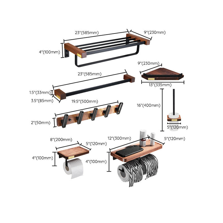 Lisslune | Metal Bathroom Accessories Set Walnut Brown Bathroom Accessories Set