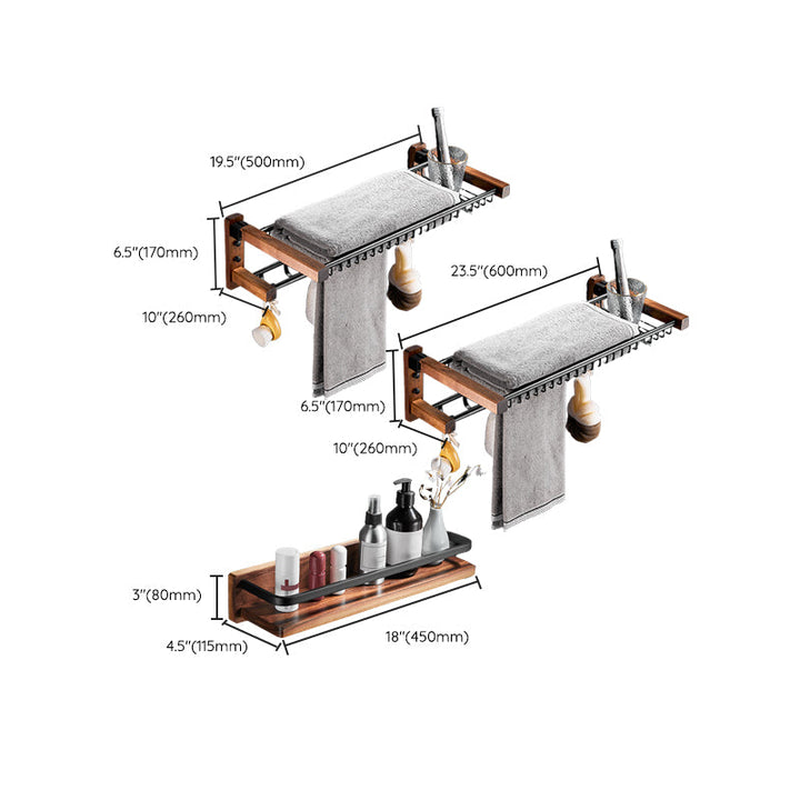 Lisslune | Metal Bathroom Accessories Set Walnut Brown Bathroom Accessories Set