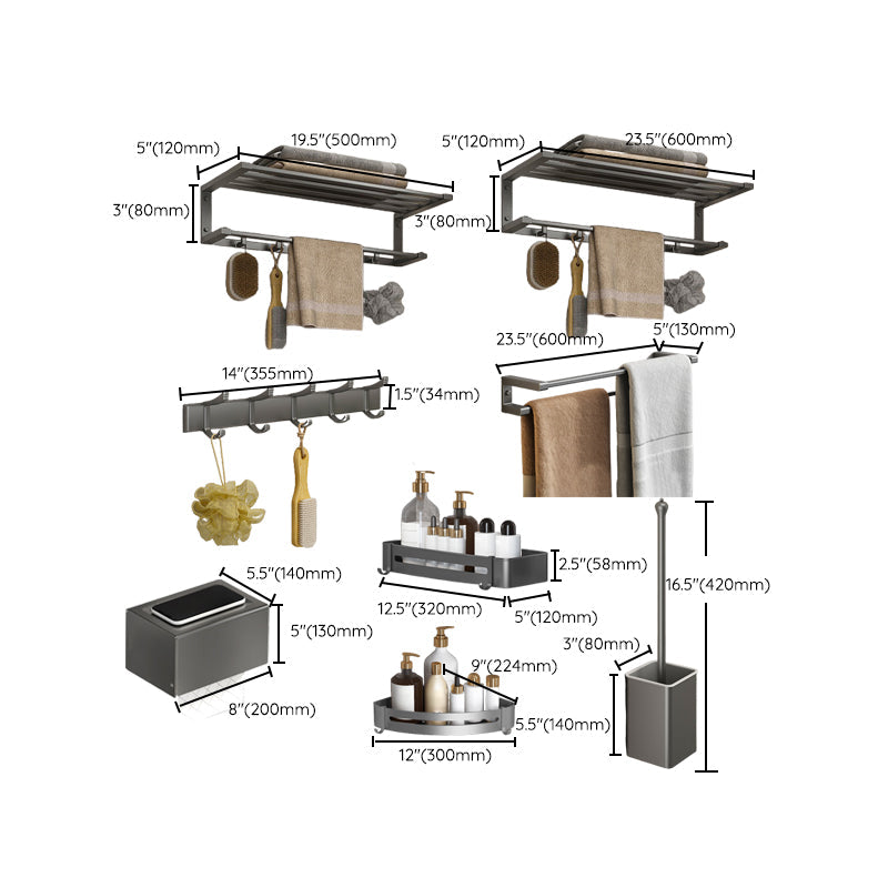 Lisslune | Modern Bathroom Accessories Set Gray Bathroom Accessories Hardware Set