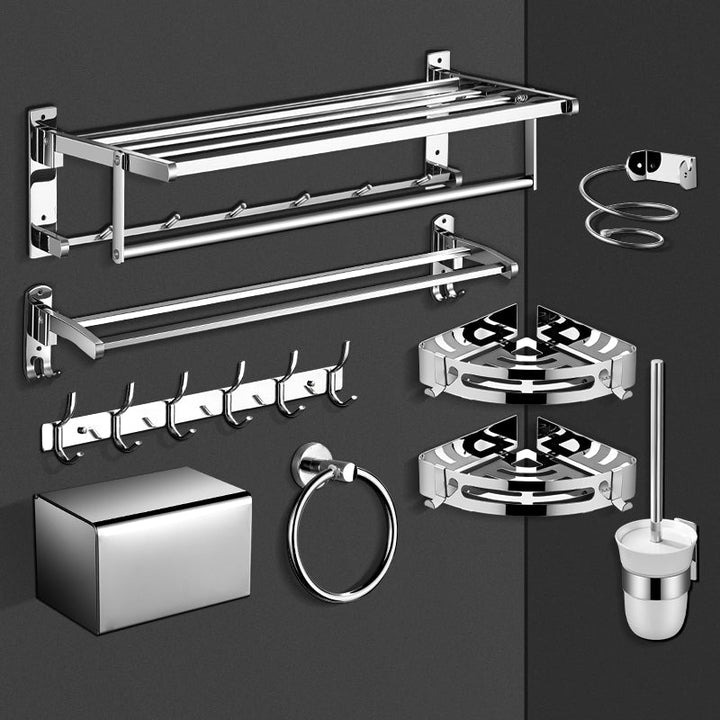 Lisslune | Modern Bathroom Hardware Set Silver Bathroom Accessories Hardware Set