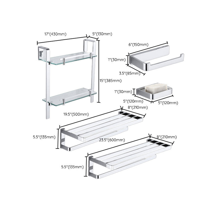 Lisslune | Polished Chrome Bathroom Accessory Set Modern Brass Bathroom Accessory Kit