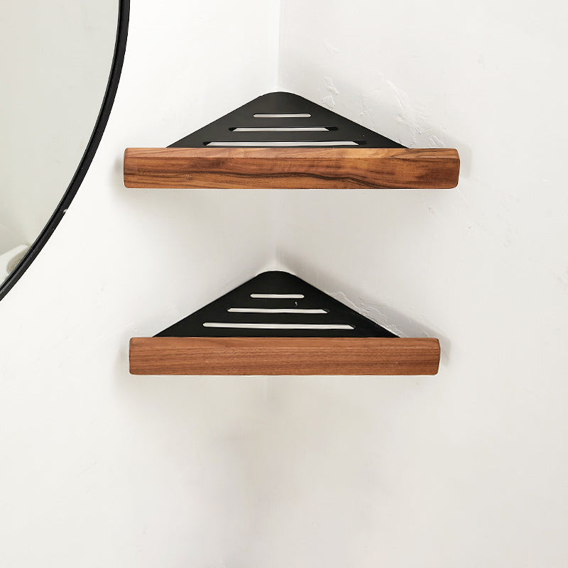Lisslune | Walnut Brown Bathroom Accessory Set Metal Folding Bath Hardware Set