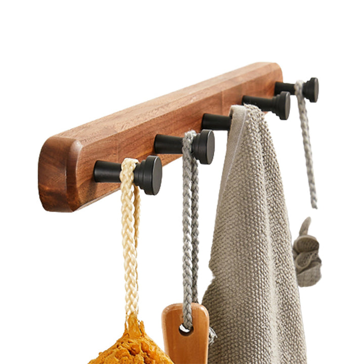 Lisslune | Walnut Brown Bathroom Accessory Set Metal Folding Bath Hardware Set