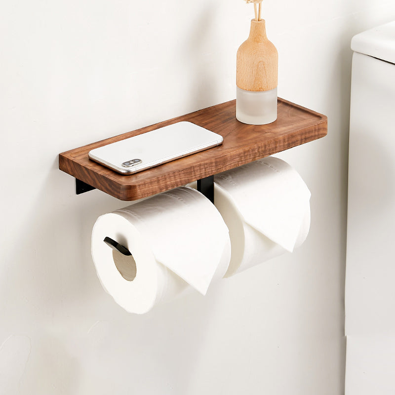 Lisslune | Walnut Brown Bathroom Accessory Set Metal Folding Bath Hardware Set