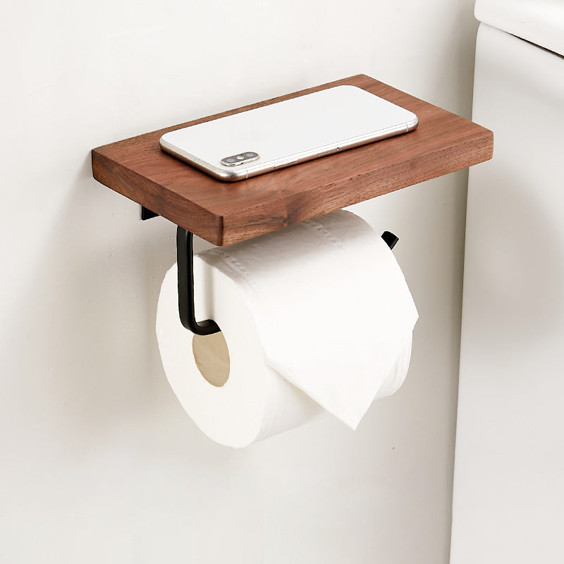 Lisslune | Walnut Brown Bathroom Accessory Set Metal Folding Bath Hardware Set