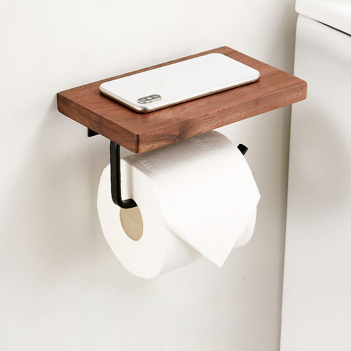 Lisslune | Walnut Brown Bathroom Accessory Set Metal Folding Bath Hardware Set