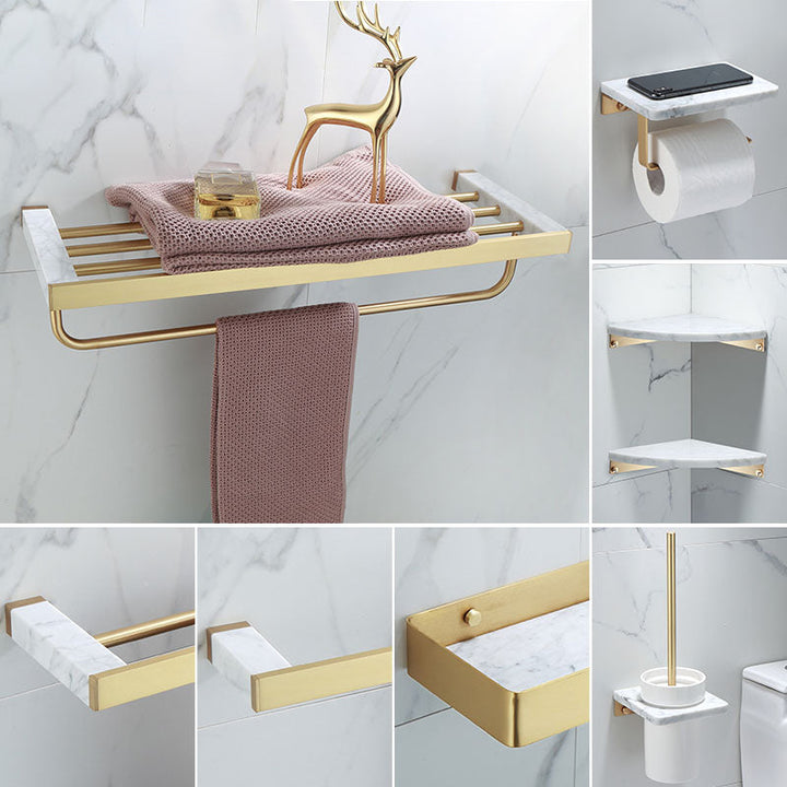 Lisslune | Polished Brass Bathroom Accessory Set Marble Bathroom Hardware
